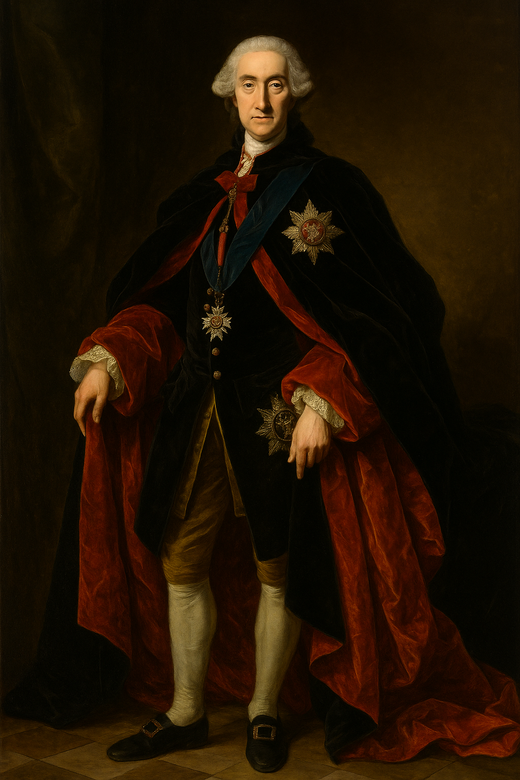 Narrative portrait of John Stuart, 3rd Earl of Bute, influential advisor to King George III